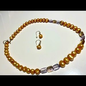 Freshwater Pearl ametrine necklace earring set